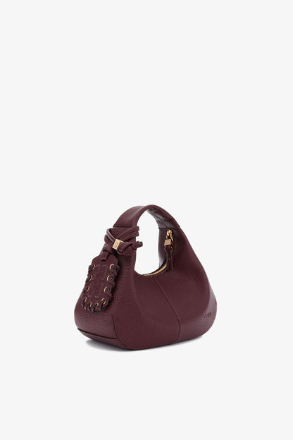 Mini Hobo Bag in Burgundy