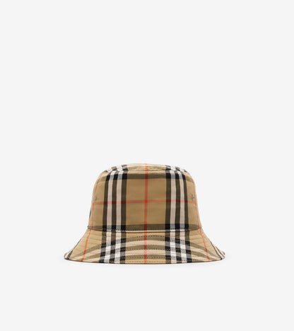 Check Cotton Bucket Hat in Sand beige - Children