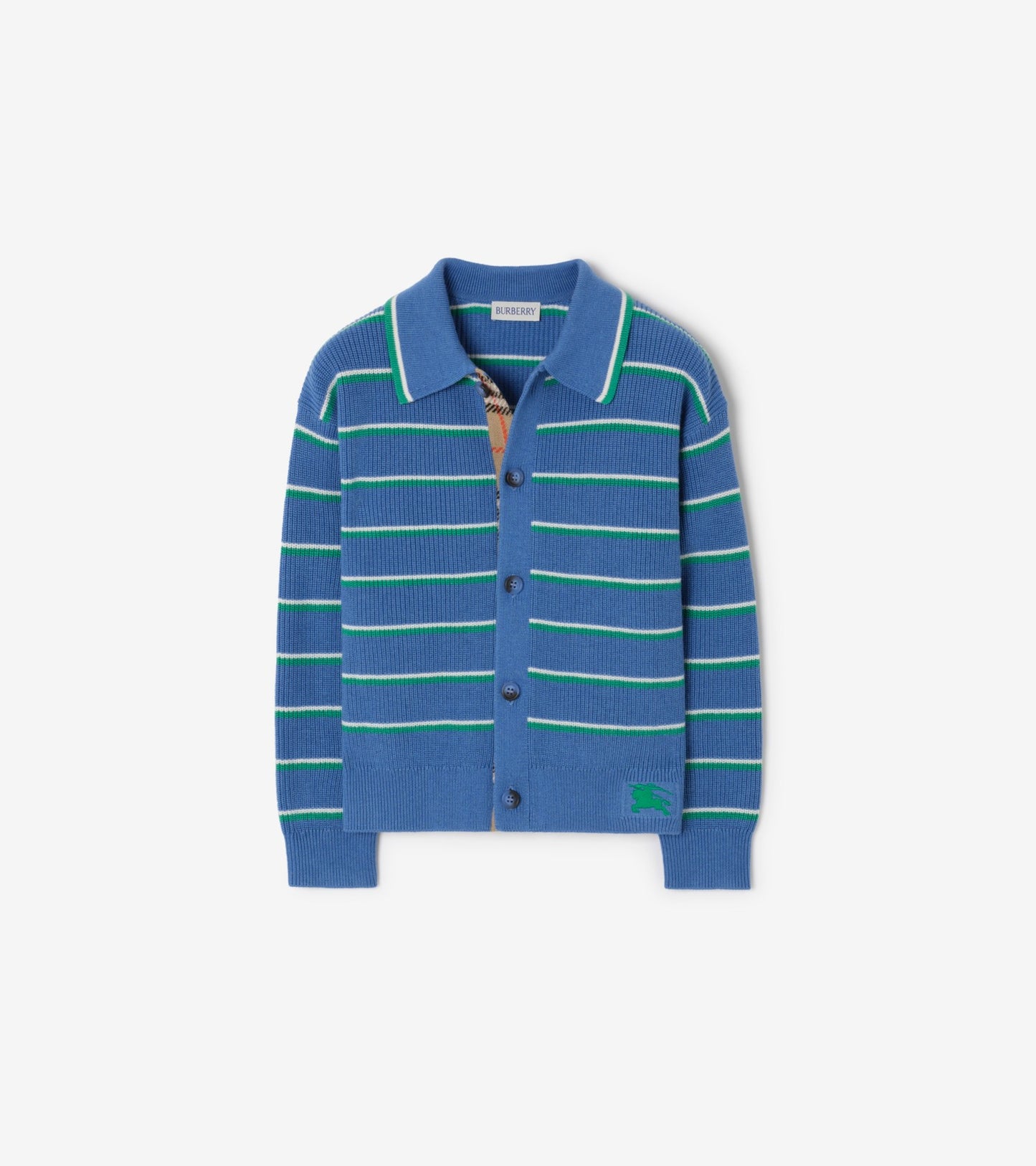 Striped Cotton Wool Cardigan in Hyacinth blue
