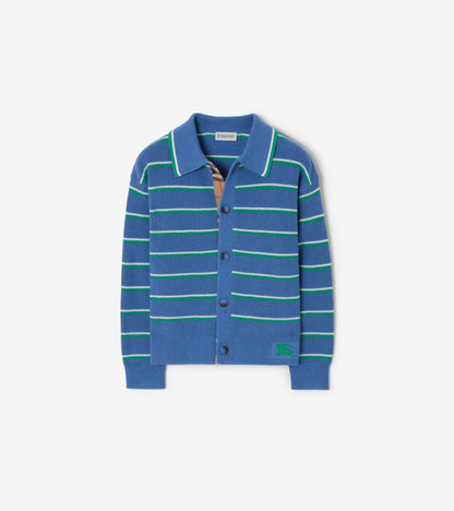 Striped Cotton Wool Cardigan in Hyacinth blue