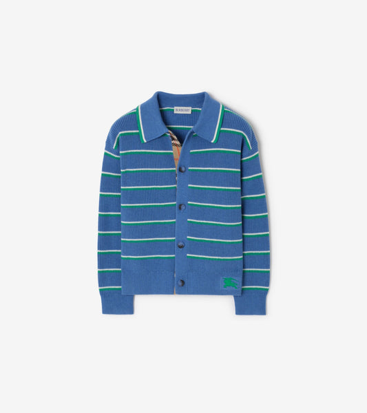 Striped Cotton Wool Cardigan in Hyacinth blue