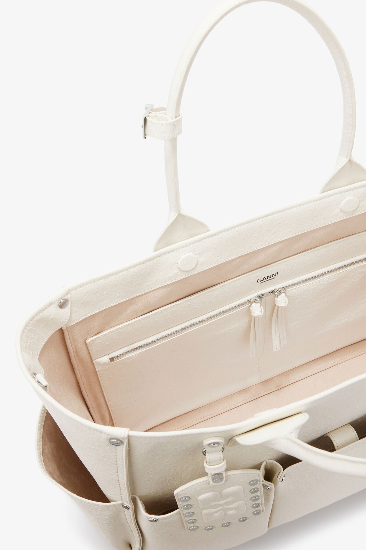 Posy Bag in White Ostrich
