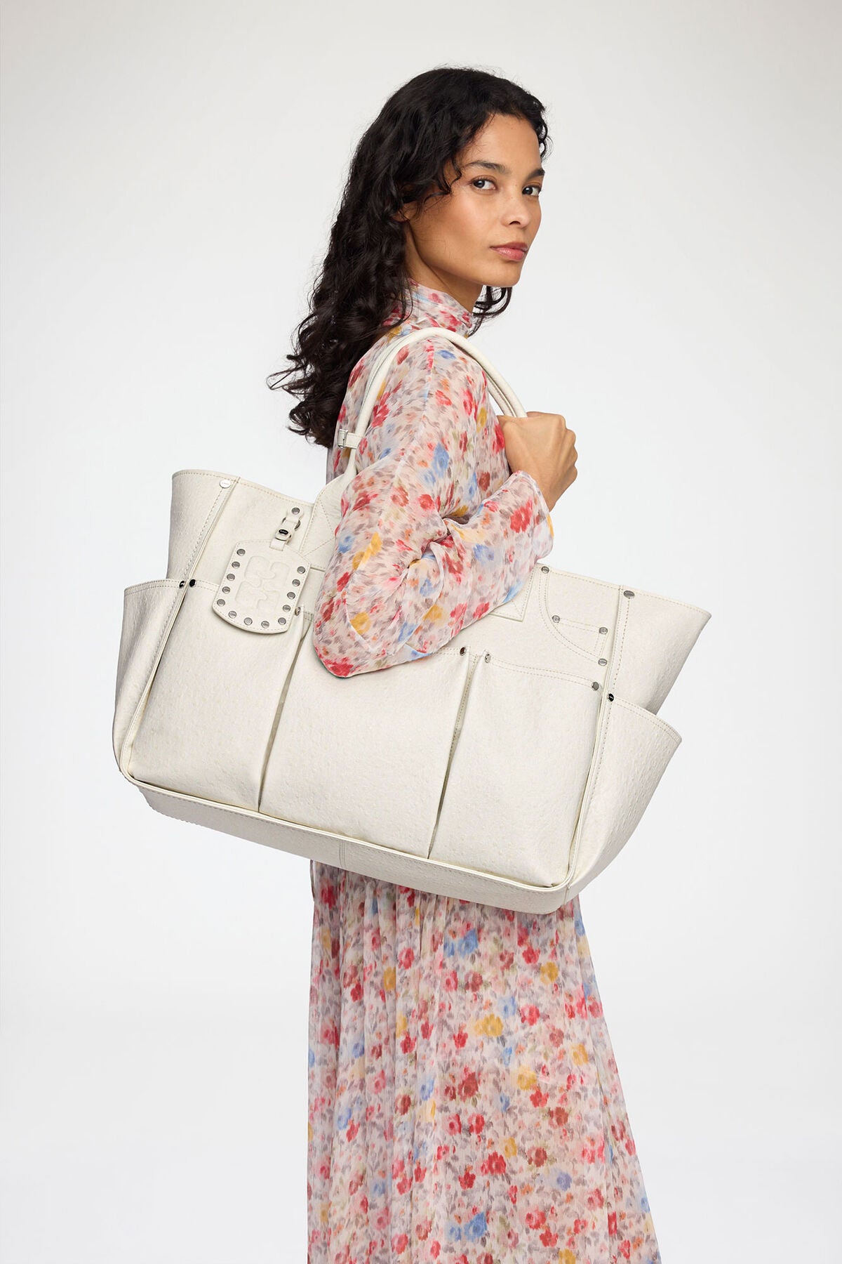 Posy Bag in White Ostrich