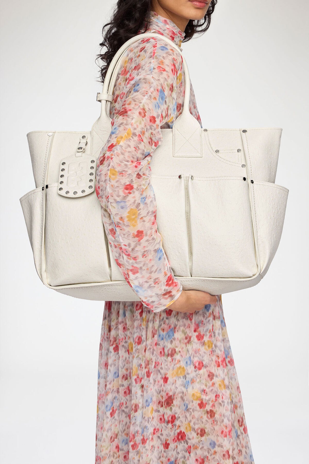 Posy Bag in White Ostrich