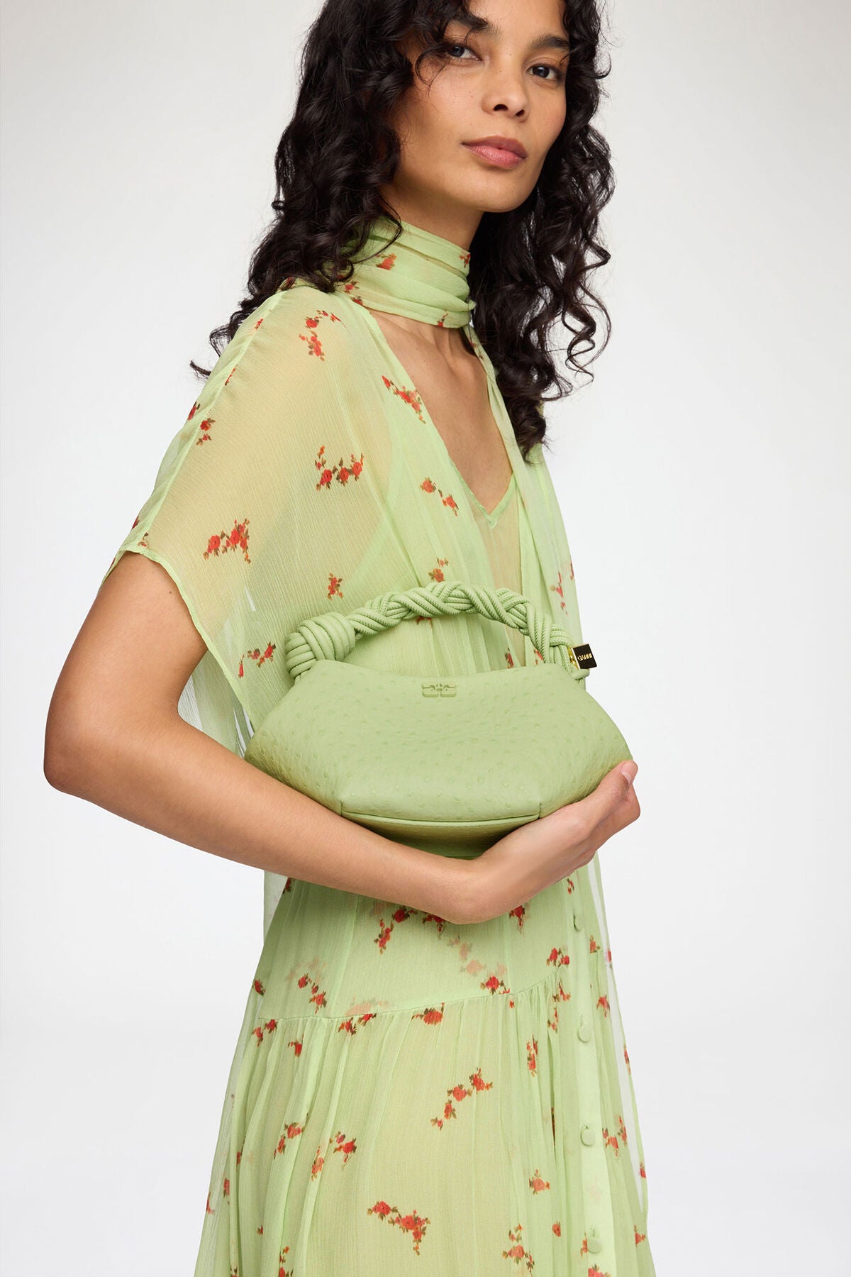 Mini Bou Bag in Green Ostrich