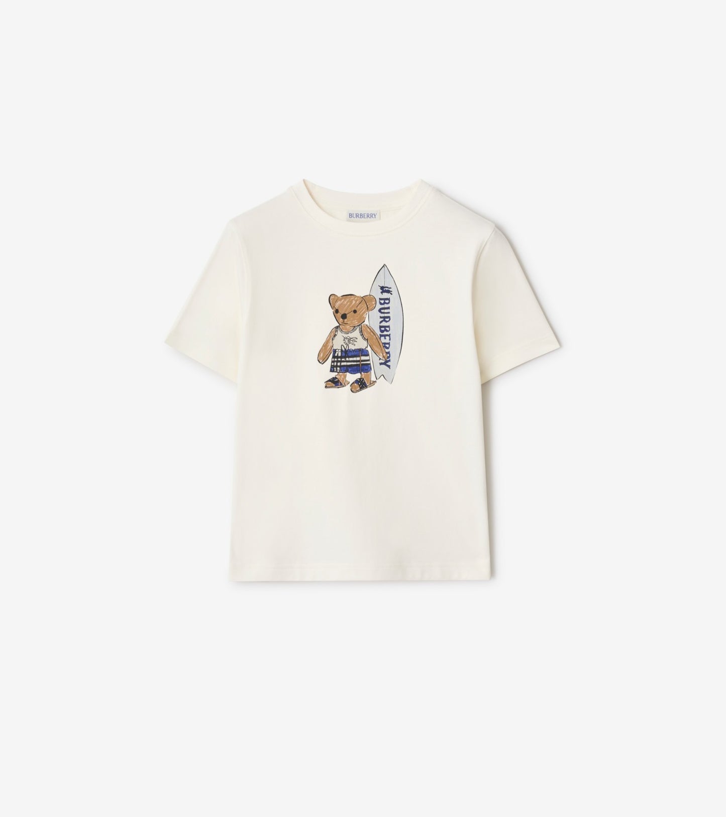 Surfer Bear Cotton T-shirt in Chalk white