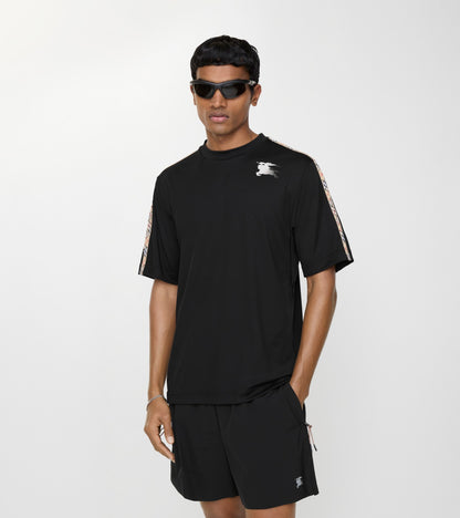Check Trim Jersey T-shirt in Black