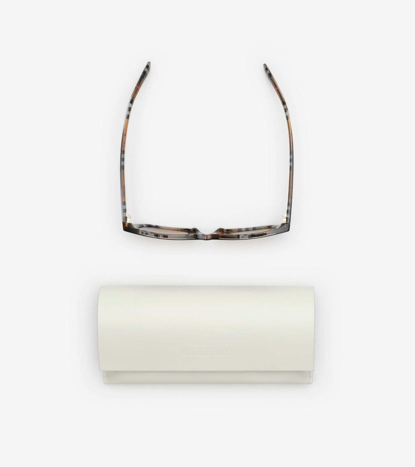Gradient Check Rectangular Sunglasses in Sand