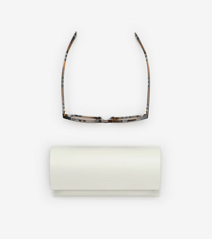 Gradient Check Rectangular Sunglasses in Sand