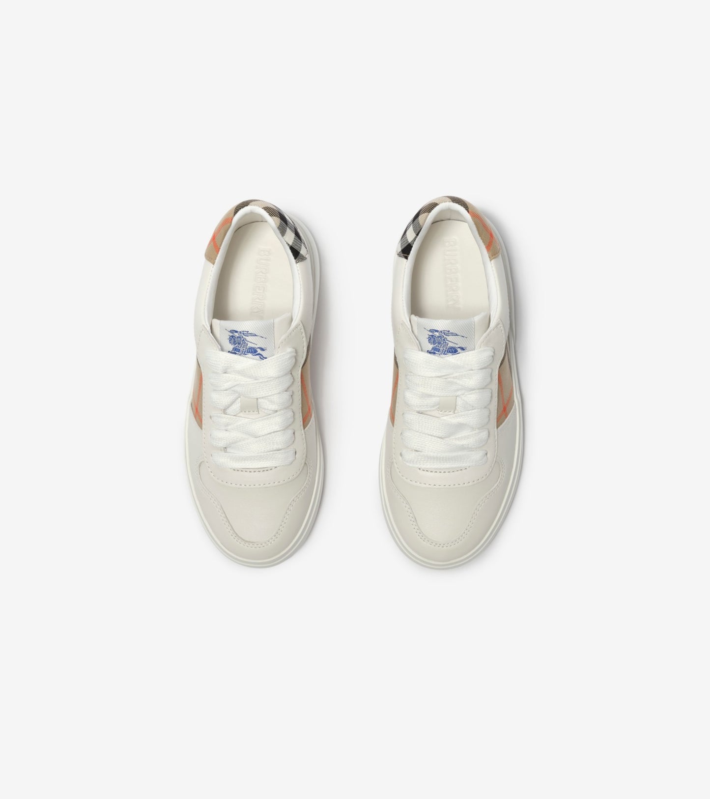 Check and Leather Sneakers in Sand beige - Children