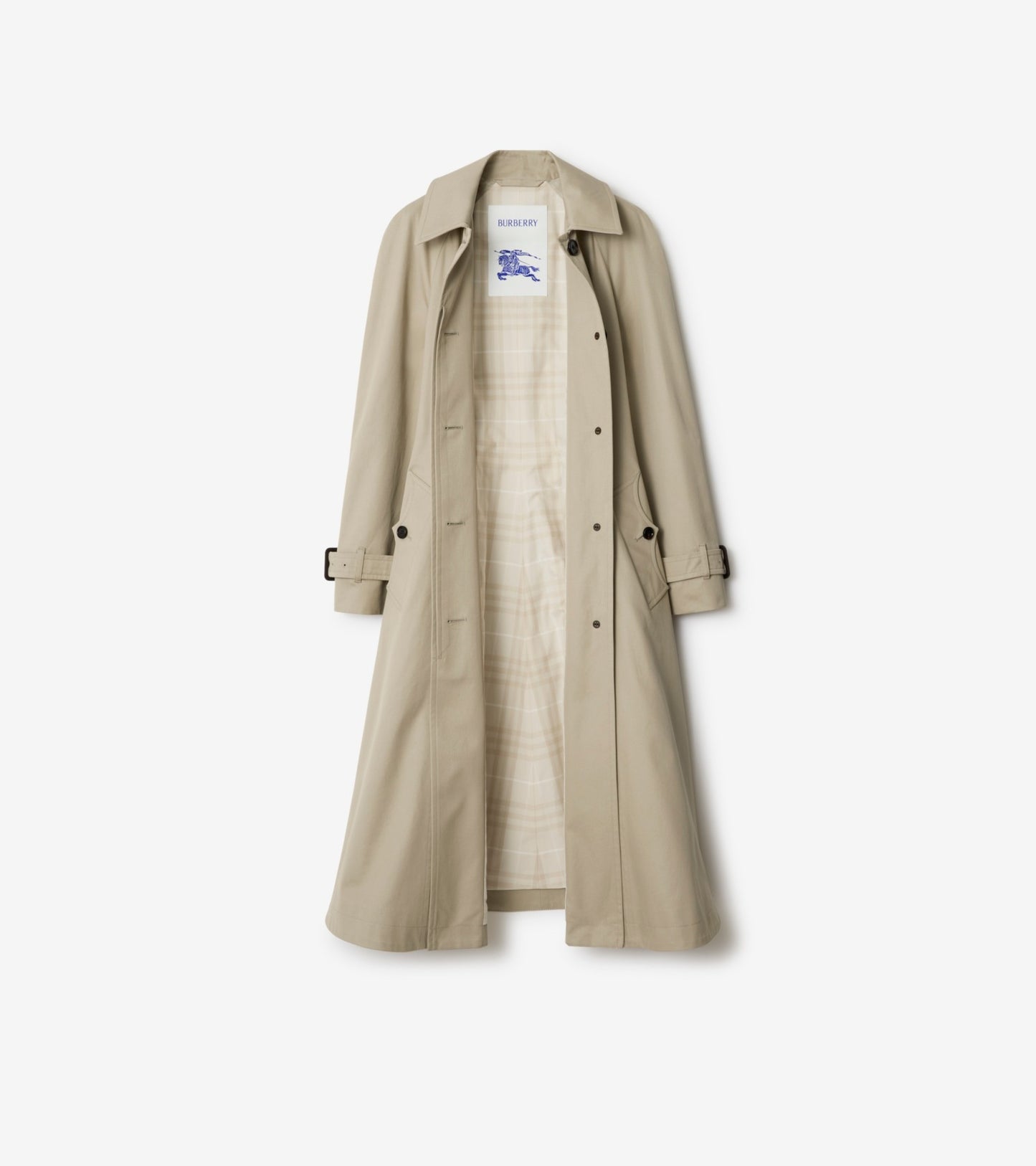 Long Gabardine Ellingham Fit-and-flare Car Coat in Quill beige