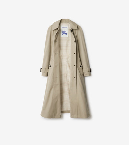 Long Gabardine Ellingham Fit-and-flare Car Coat in Quill beige