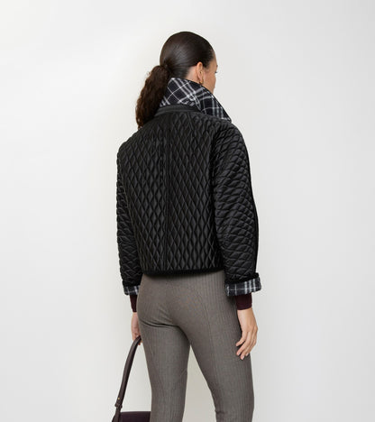 Cropped Quilted Nylon Floriston Jacket in Black