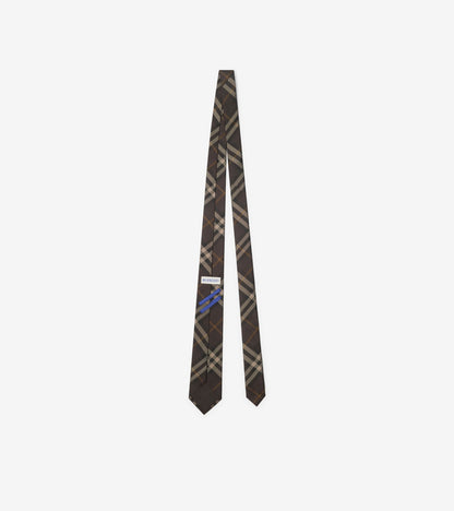 Check Silk Tie in Truffle brown