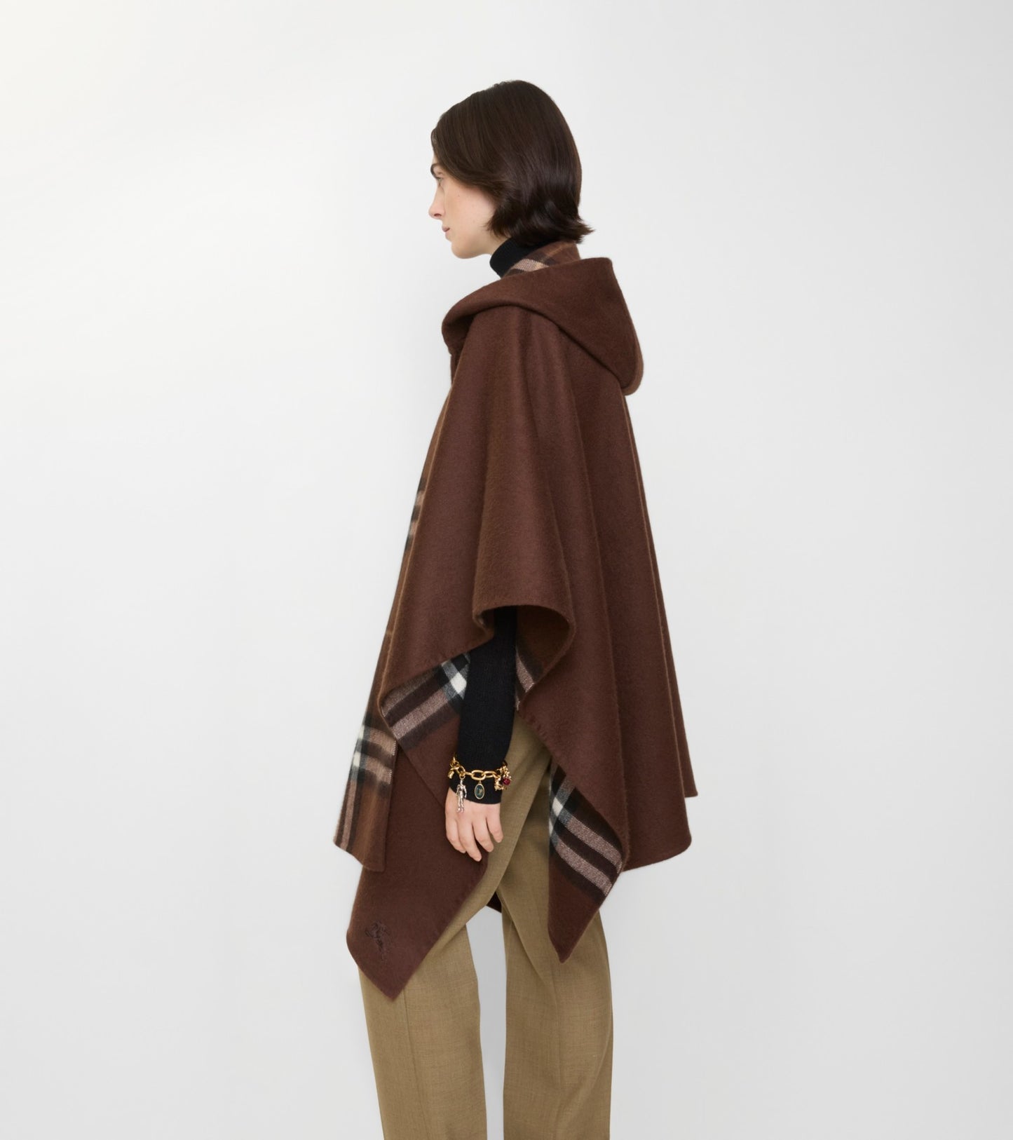 Cashmere Hooded Cape in Treacle brown