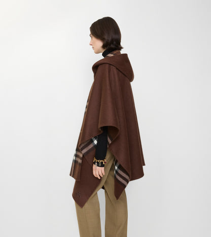 Cashmere Hooded Cape in Treacle brown