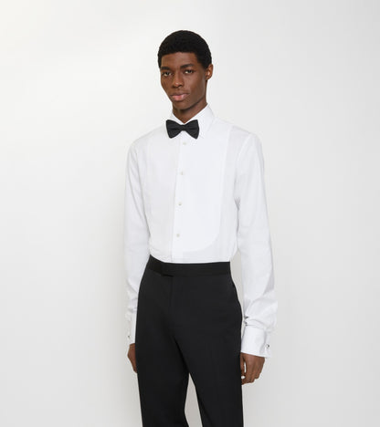 Slim Fit Cotton Tuxedo Shirt in White