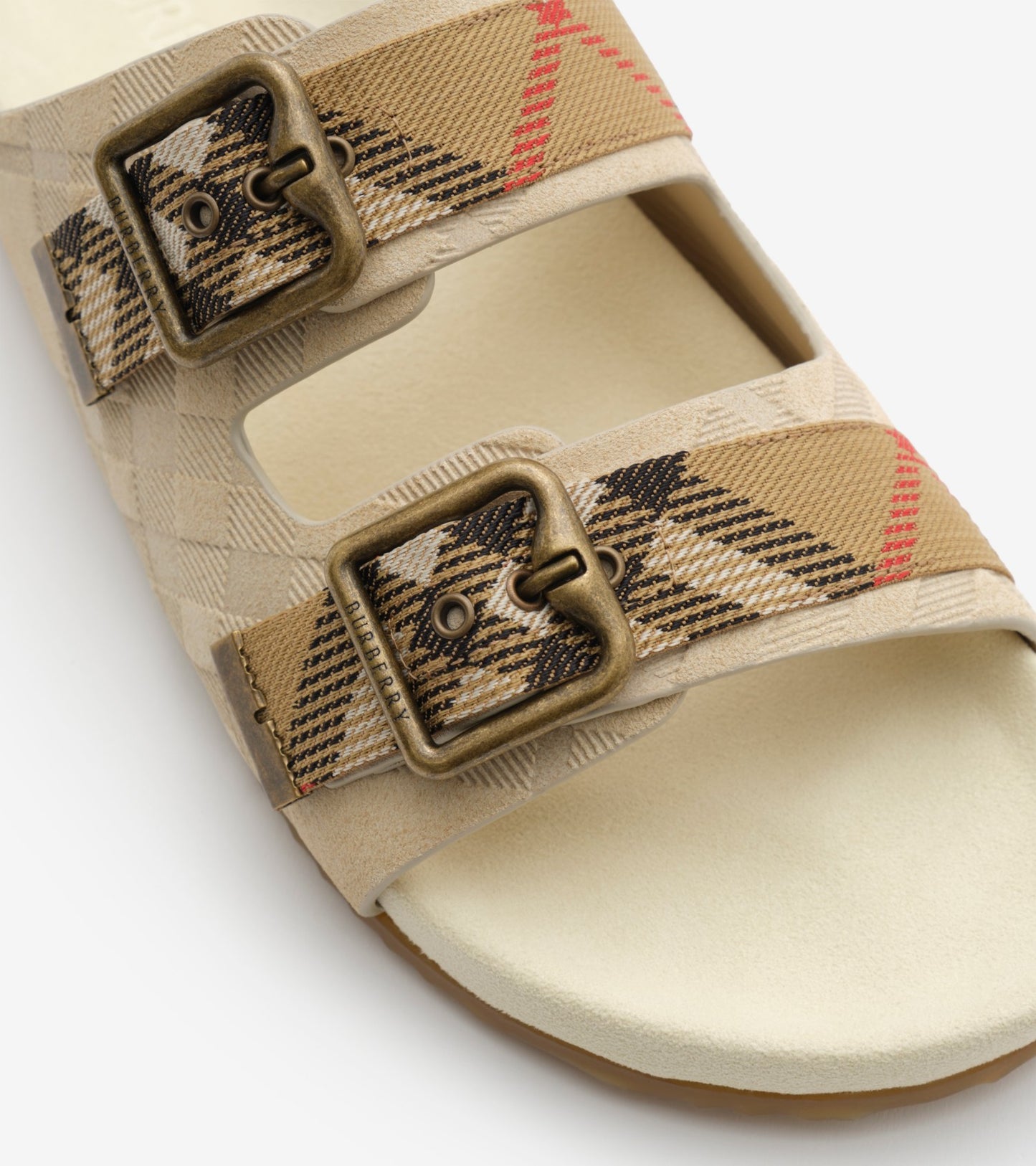 Check Suede Urchin Sandals in Bake beige