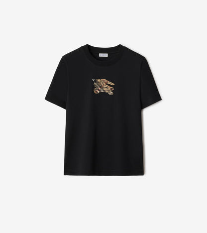 Knight Check Cotton T-shirt in Chalk white
