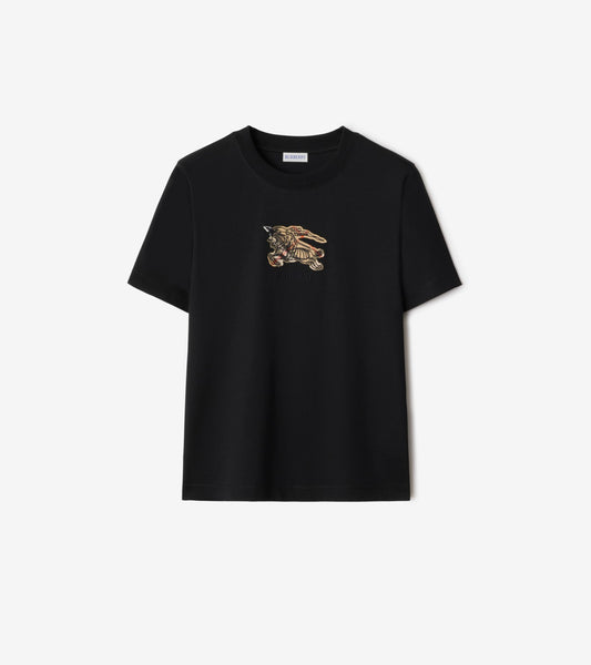 Knight Check Cotton T-shirt in Black