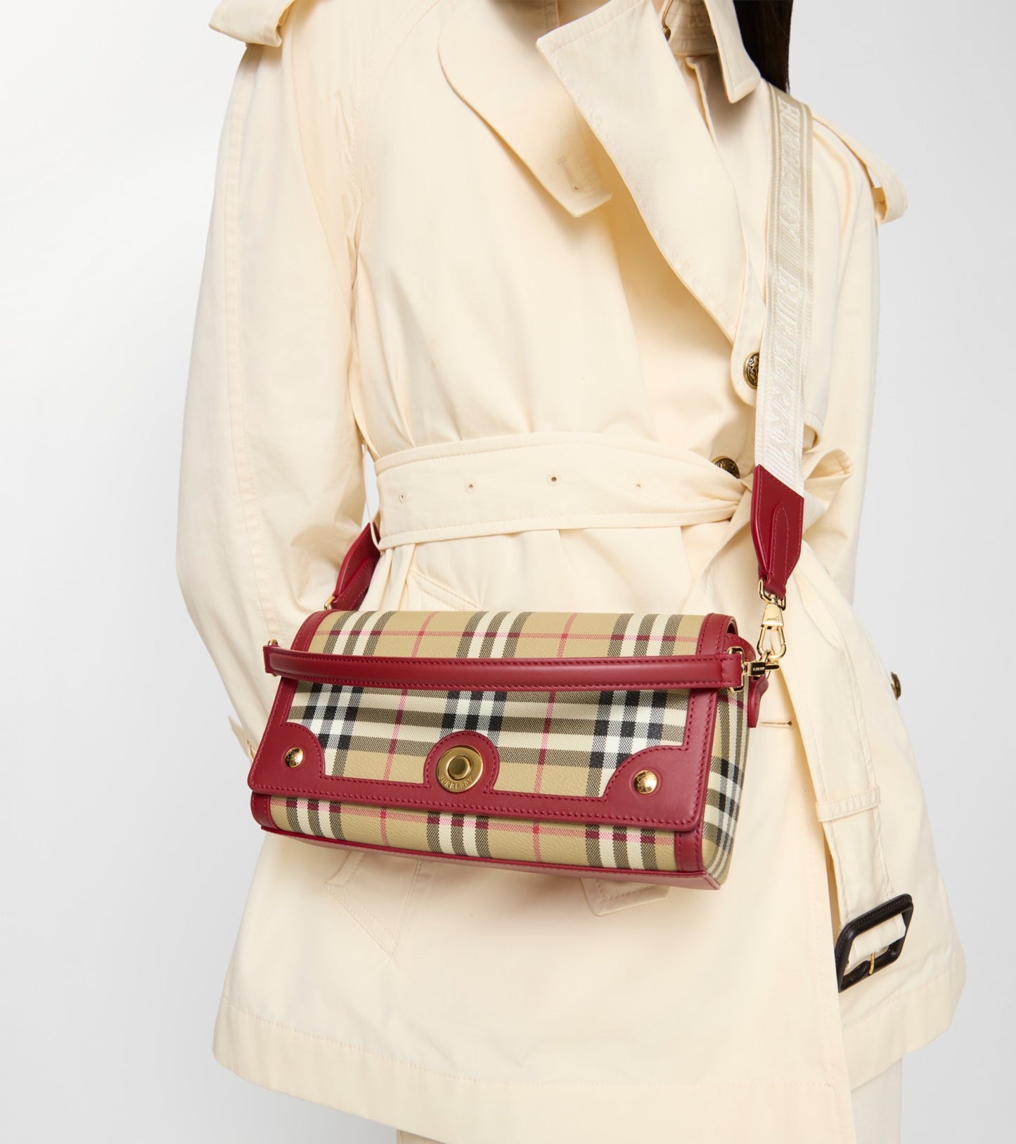 Top Handle Note Bag in Archive beige/ruby red