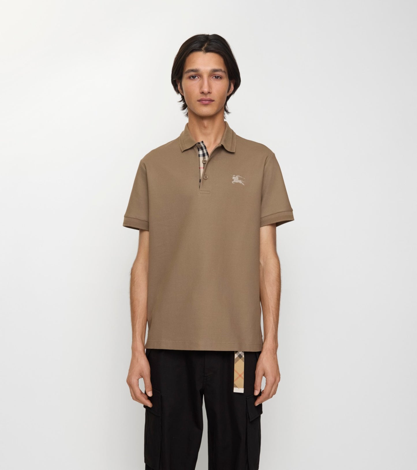 Cotton Polo Shirt in Clay brown