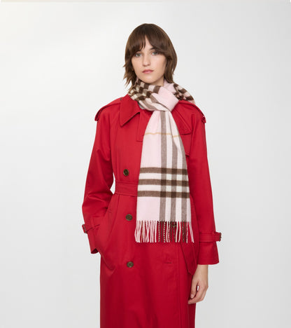 Check Cashmere Scarf in Bow pink