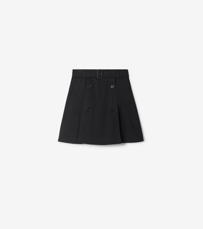 Gabardine Trench Mini Skirt in Black