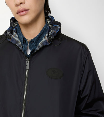 Reversible Check Newport Hooded Jacket in Pilot blue