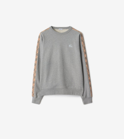 Check Trim Cotton Sweatshirt in Black