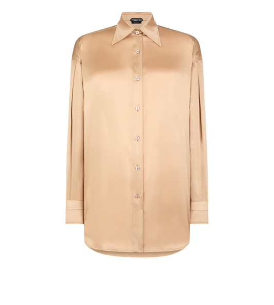 Stretch Silk Satin Relaxed Fit Shirt