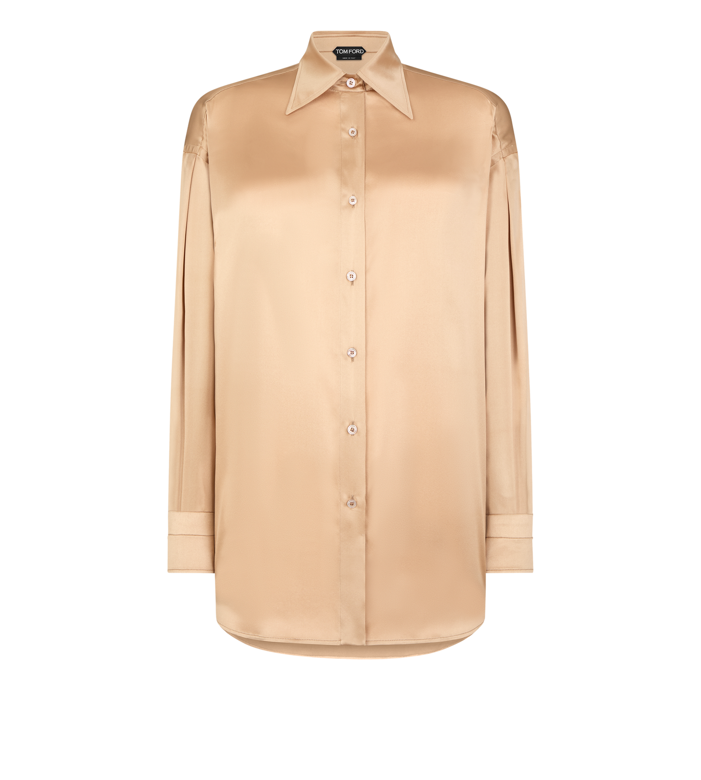 Stretch Silk Satin Relaxed Fit Shirt