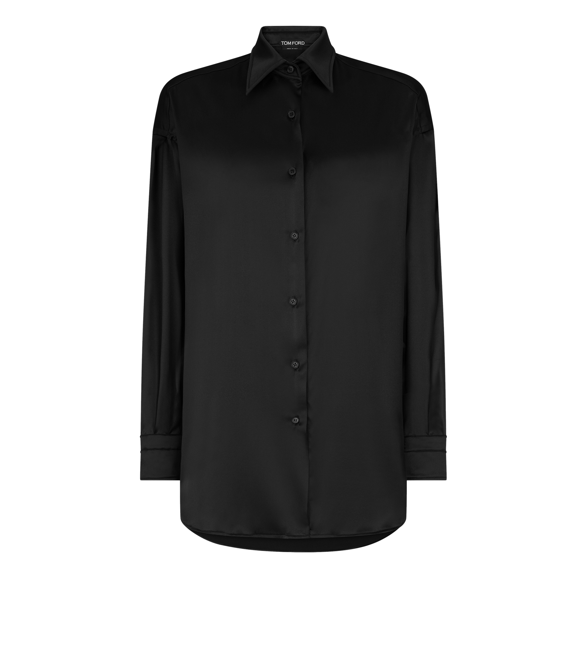 Stretch Silk Satin Relaxed Fit Shirt