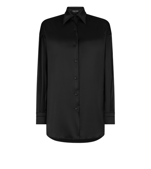 Stretch Silk Satin Relaxed Fit Shirt
