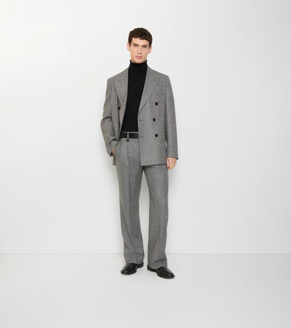 Puppytooth Check Wool Tailored Trousers in Titanium grey/black