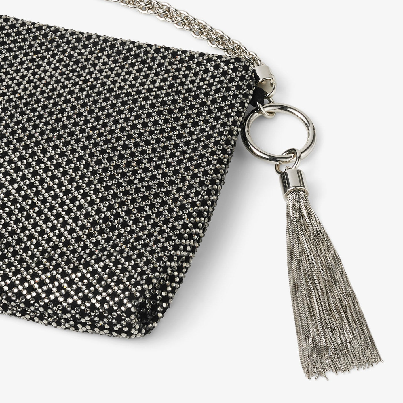 Callie Black Diamond Motif Crystal Hotfix on Suede Clutch Bag