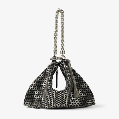 Callie Black Diamond Motif Crystal Hotfix on Suede Clutch Bag