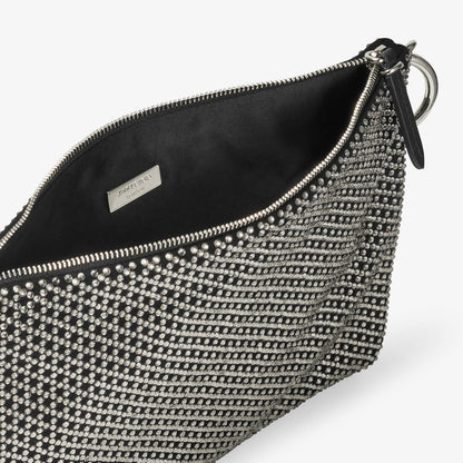 Callie Black Diamond Motif Crystal Hotfix on Suede Clutch Bag