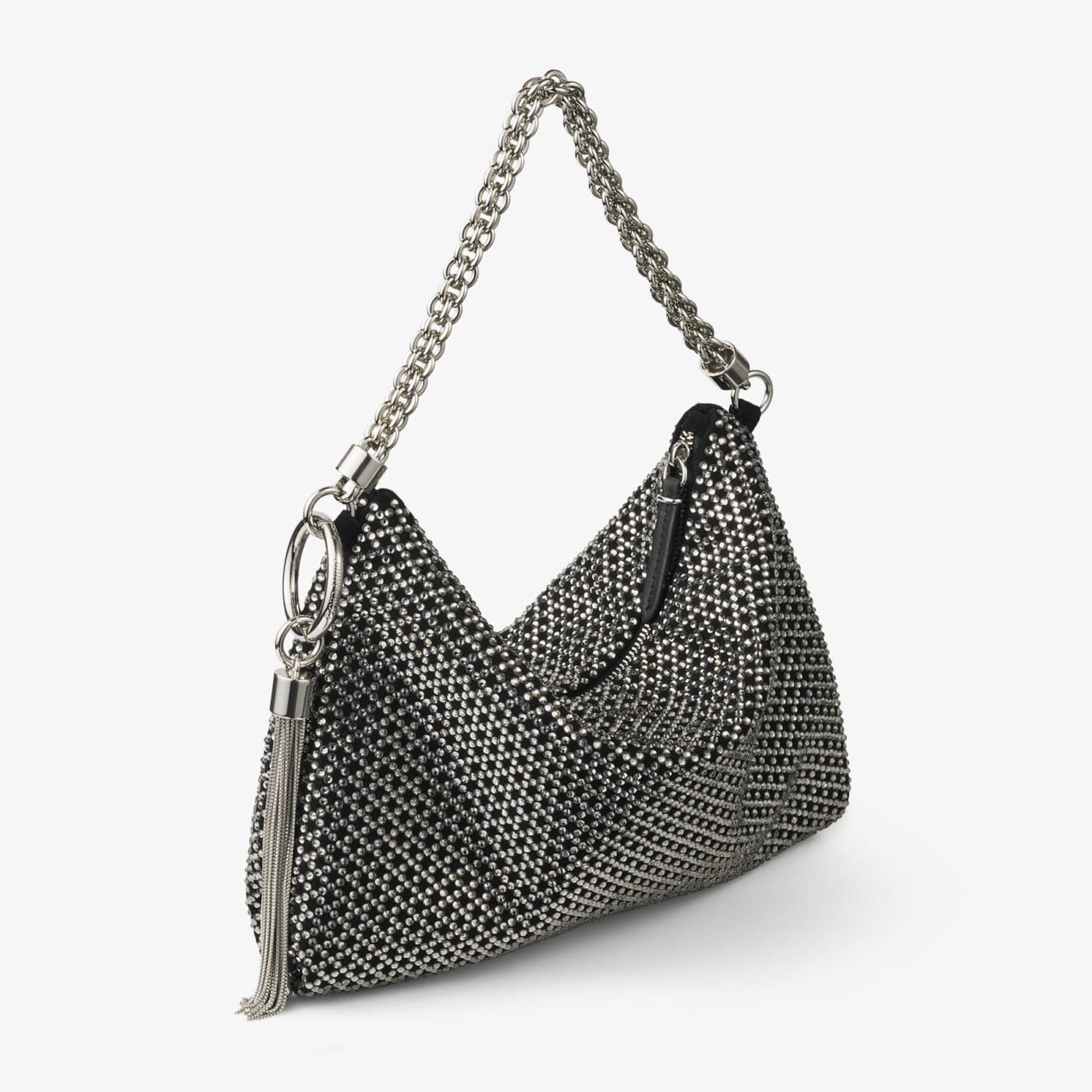 Callie Black Diamond Motif Crystal Hotfix on Suede Clutch Bag