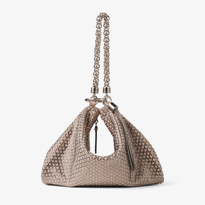 Callie Ballet Pink Suede Clutch Bag with Diamond Motif and Crystal Hotfix