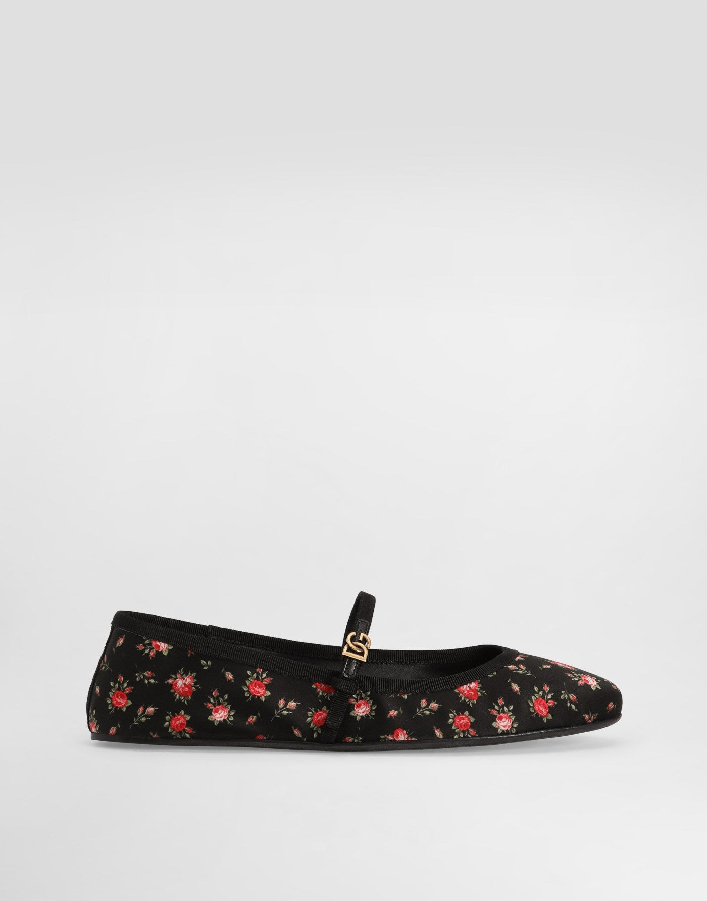 Satin ballet flats with little roses print