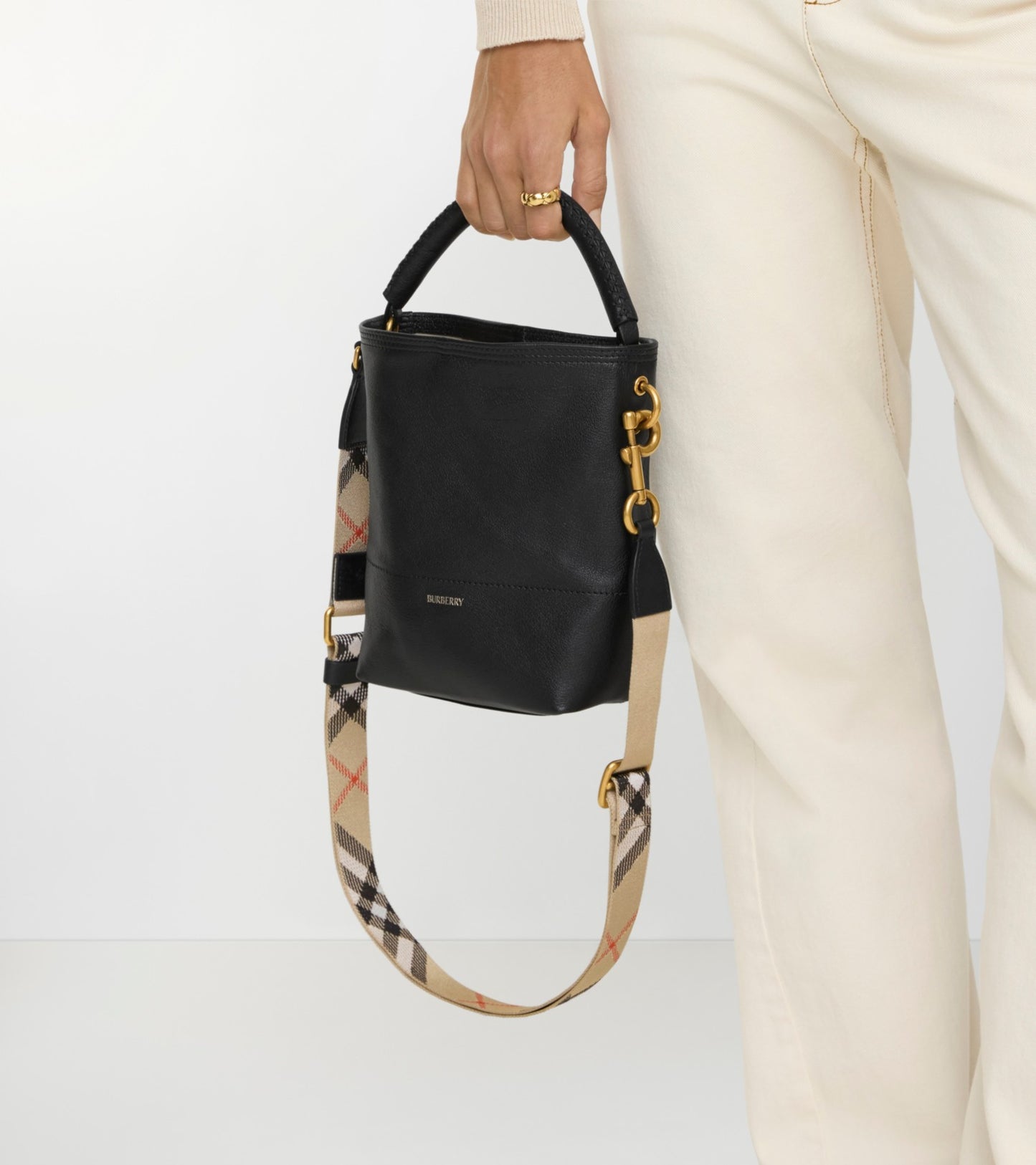 Mini B Clip Bucket Bag in Black