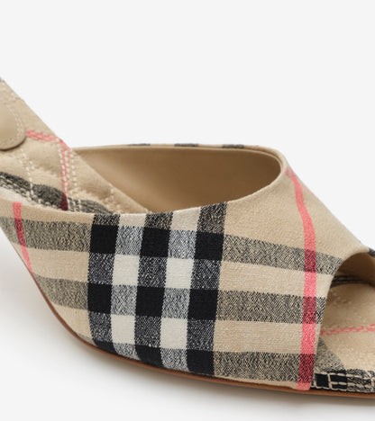 Check Mews Low Sandals in Sand beige
