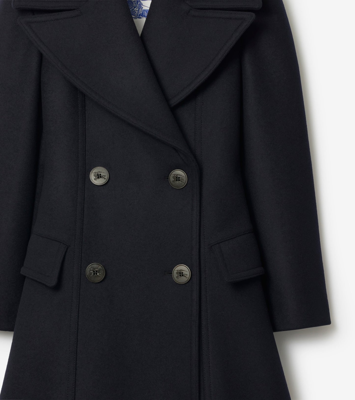 Wool Tailored Coat in Navy