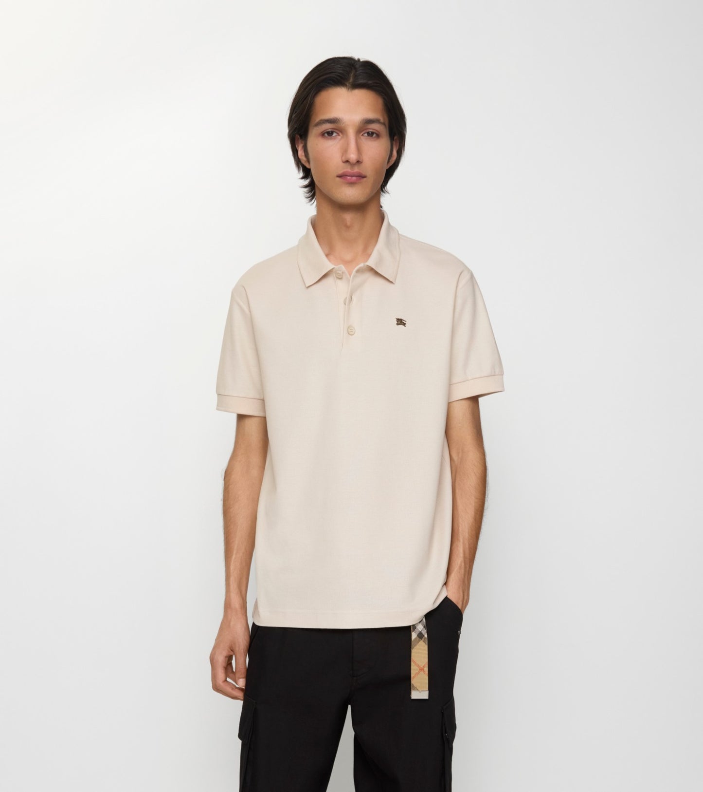 Metal Knight Cotton Polo Shirt in Clam beige