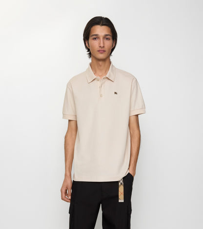 Metal Knight Cotton Polo Shirt in Clam beige
