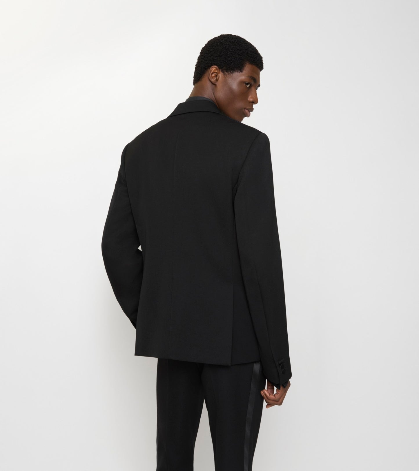 Grain de Poudre Wool Tuxedo Jacket in Black
