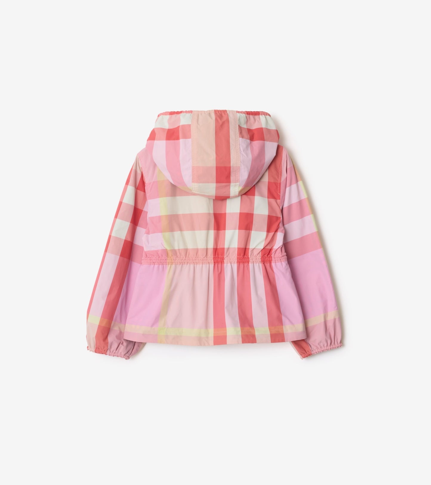Reversible Check Nylon Hooded Jacket in Strawberry pink