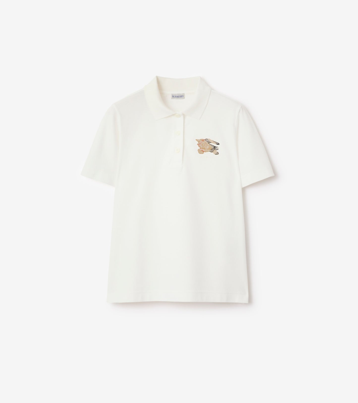 Knight Check Cotton Polo Shirt in Chalk white
