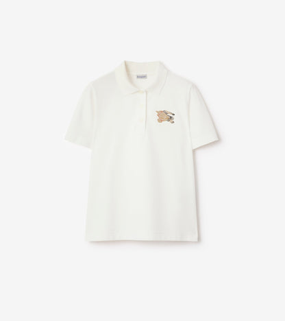 Knight Check Cotton Polo Shirt in Chalk white